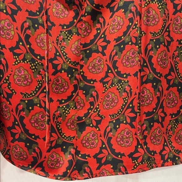 1. State Scarlet and Ebony Patterned Ruffle Blouse - Picture 6 of 13